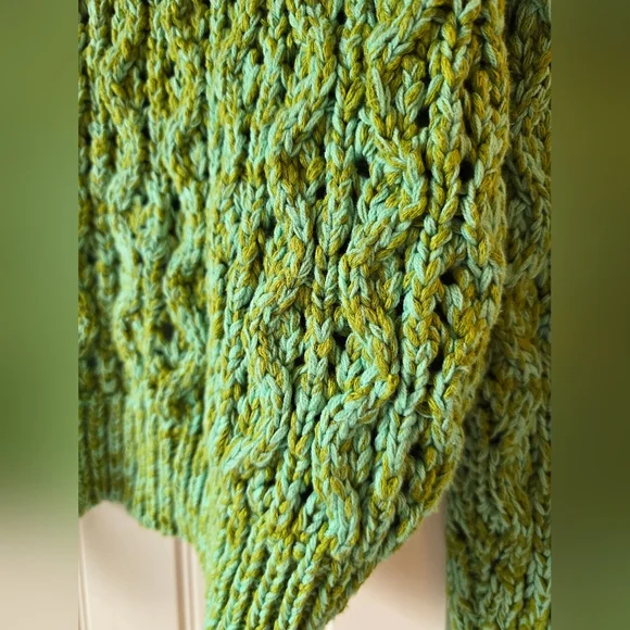 🧶 Urban Outfitters BDG Chunky Knit Quarter-Zip Sweater Pullover Green M - Picture 14 of 16